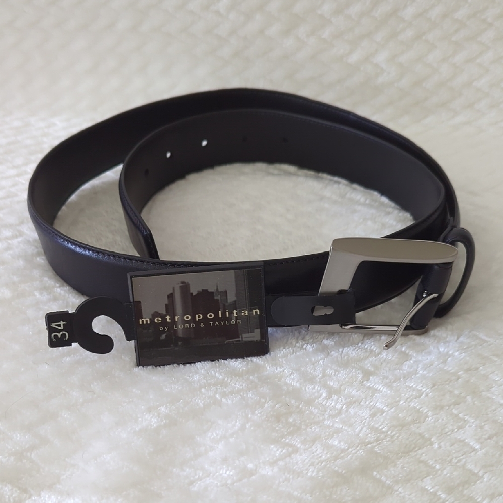 Metropolitan by Lord & Taylor Black Leather Belt (NWT!)
